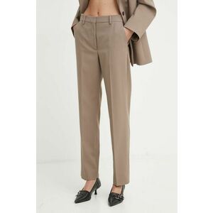 By Malene Birger pantaloni IGDA femei, culoarea maro, drept, high waist, Q72526002 imagine