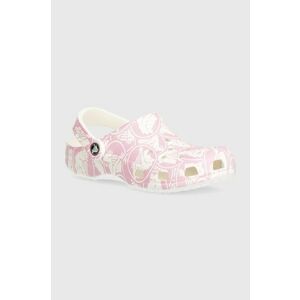 Crocs slapi copii Classic Duke Print Clog culoarea roz imagine