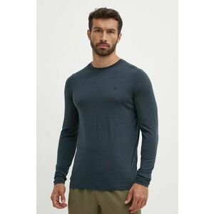 Fjallraven longsleeve sport Abisko Wool culoarea albastru marin, neted, F87194 imagine