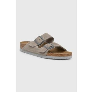 Birkenstock papuci din piele Arizona femei, culoarea gri, 1027687 imagine