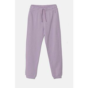 United Colors of Benetton pantaloni de trening din bumbac pentru copii culoarea violet, neted, 3J68CF02H imagine