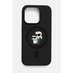 Karl Lagerfeld Husă pentru telefon iPhone 15 Pro 6.1 culoarea negru, KLHMP15LSCMKCRHK imagine