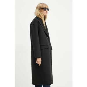 Silvian Heach palton de lana BRIESE culoarea negru, de tranzitie, oversize, GPA24017CP imagine