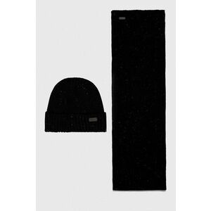 Barbour căciulă și fular Carlton Fleck Beanie & Scarf Gift Set culoarea negru MGS0047 imagine