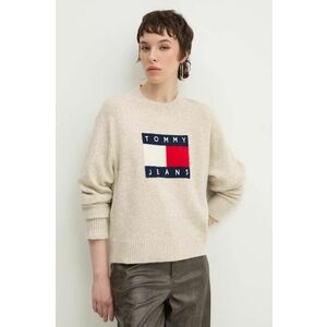 Tommy Jeans pulover din amestec de lana femei, culoarea bej, light, DW0DW18681 imagine