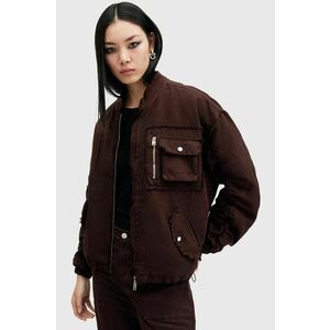 AllSaints geaca bomber RUE BOMBER femei, culoarea bordo, de tranzitie, W038OB imagine