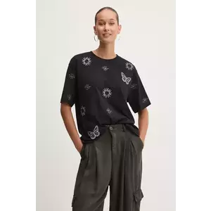 Desigual tricou din bumbac TAROT femei, culoarea negru, 24WWTK96 imagine