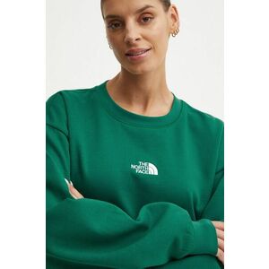 The North Face bluza Essential Crew femei, culoarea verde, neted, NF0A89EPNL11 imagine