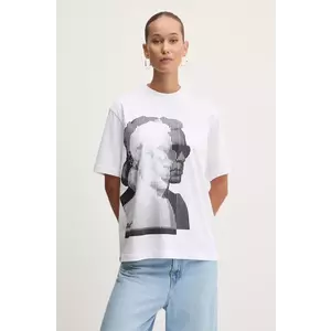 Karl Lagerfeld Jeans tricou din bumbac femei, culoarea alb, 246J1707 imagine