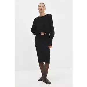 Answear Lab rochie si pulover culoarea negru, midi, mulata imagine