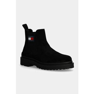 Tommy Jeans botine din piele intoarsa TJM CHELSEA SUEDE barbati, culoarea negru, EM0EM01468 imagine