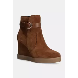 Geox cizme din piele intoarsa D ELIDEA WEDGE femei, culoarea maro, toc pana, D46VQA 02243 CD500 imagine