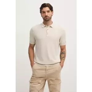 BOSS tricou polo barbati, culoarea bej, neted, 50519615 imagine