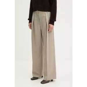 Day Birger et Mikkelsen pantaloni din lână Enzo - Classic Wool Blend culoarea bej, lat, high waist, DAY65243385 imagine