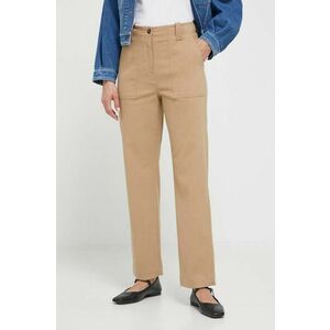 Weekend Max Mara pantaloni femei, culoarea maro, drept, high waist imagine