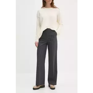 United Colors of Benetton pantaloni femei, culoarea gri, drept, high waist imagine