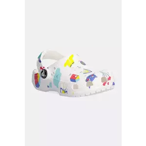 Crocs slapi copii CLASSIC DOODLE PRINT CLOG culoarea alb, 210357 imagine