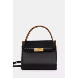 Tory Burch poseta de piele Lee Radziwill culoarea negru, 75662.001 imagine