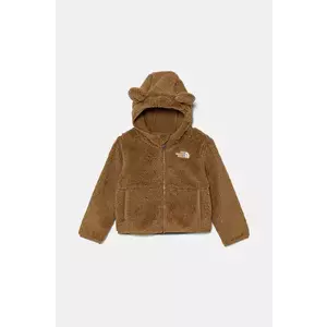 The North Face hanorac polar pentru copii CAMPSHIRE F/Z HOODIE culoarea maro, cu glugă, neted, NF0A88VR1731 imagine