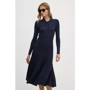 Lacoste rochie din lana culoarea albastru marin, midi, evazati, EF2612 imagine