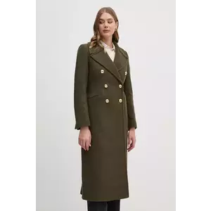 Barbour palton de lana Reva Wool Military Coat culoarea verde, de tranzitie, cu doua randuri de nasturi, LWO0234 imagine