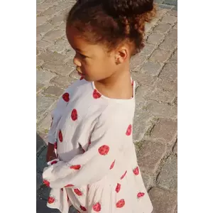 Konges Sløjd rochie din bumbac pentru copii COCO LADYBUG DRESS GOTS culoarea bej, mini, evazati, KS102213 imagine