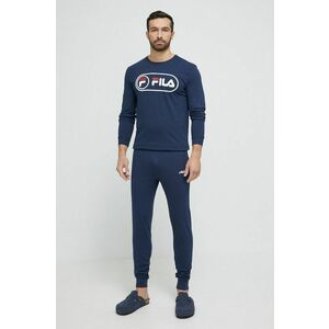 Fila pijamale de bumbac culoarea albastru marin, cu imprimeu imagine