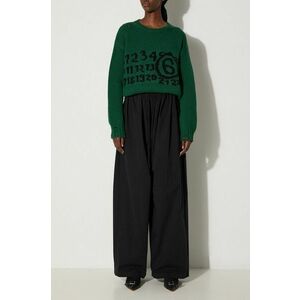 MM6 Maison Margiela pantaloni de bumbac culoarea negru, lat, high waist, S52KA0501.M35148 imagine