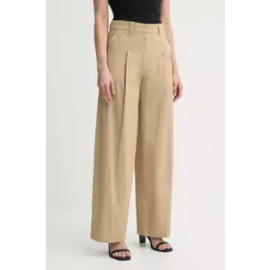 A.L.C. pantaloni femei, culoarea bej, lat, high waist, 2PANT01134 imagine