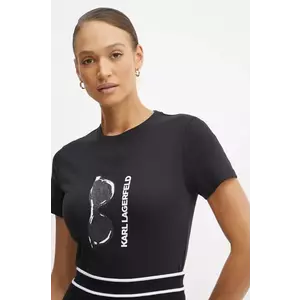 Karl Lagerfeld tricou din bumbac femei, culoarea negru, A1W17122 imagine