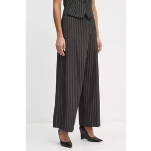 Karl Lagerfeld pantaloni femei, culoarea gri, lat, high waist, A1W10081 imagine