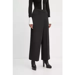 Karl Lagerfeld pantaloni femei, culoarea negru, lat, high waist, A1W10135 imagine