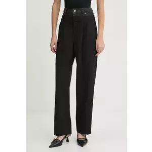 Karl Lagerfeld Jeans pantaloni femei, culoarea negru, lat, high waist, A1W10061 imagine