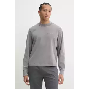 Abercrombie & Fitch longsleeve din bumbac culoarea gri, neted, KI123-4080 imagine