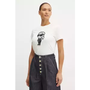 Karl Lagerfeld tricou din bumbac femei, culoarea bej, A1W17126 imagine