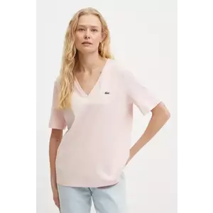 Lacoste tricou din bumbac femei, culoarea alb, TF7300 imagine