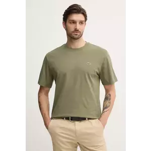 Lacoste tricou din bumbac barbati, culoarea verde, neted, TH7318 imagine