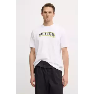 Diesel tricou din bumbac T-ADJUST-R4 T-SHIRT barbati, culoarea alb, cu imprimeu, A16397.0GRAI imagine