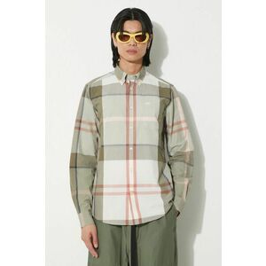 Barbour camasa din bumbac Harris barbati, culoarea verde, cu guler button-down, regular, MSH5071 imagine