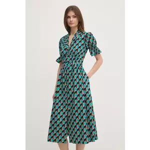 DIANE VON FURSTENBERG rochie culoarea verde, midi, evazati, DVFDS4S002 imagine