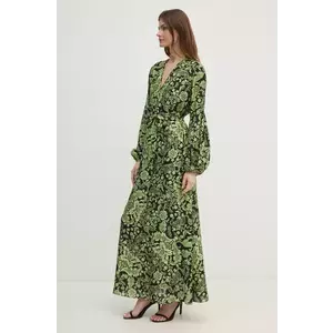 DIANE VON FURSTENBERG rochie din amestec de matase culoarea verde, maxi, drept, DVFDL4S031 imagine