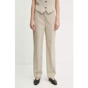 By Malene Birger pantaloni IGDA femei, culoarea bej, fason tigareta, high waist, 103121 imagine