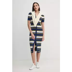 Lacoste rochie culoarea albastru marin, midi, mulata, EF2554 imagine