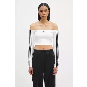 adidas Originals longsleeve Off Shoulder femei, culoarea alb, decolteu spaniol, JD0275 imagine