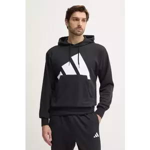 adidas bluza Essentials barbati, culoarea negru, cu glugă, cu imprimeu, IN6164 imagine