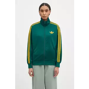 adidas Originals bluză Firebird femei, culoarea verde, cu imprimeu, JP2299 imagine