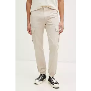 Tommy Jeans pantaloni de bumbac culoarea bej, cu fason cargo, DM0DM20284 imagine