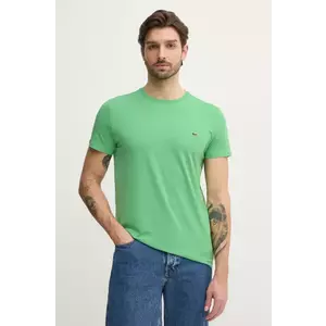 Lacoste tricou din bumbac bărbați, culoarea verde, uni, TH6709 imagine