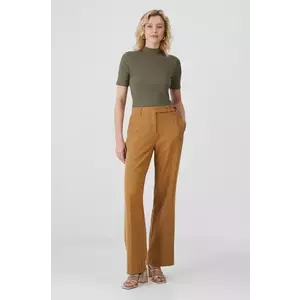 Medicine pantaloni femei, culoarea maro, lat, high waist imagine