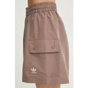 adidas Originals pantaloni scurti Essential femei, culoarea maro, neted, high waist, JD0790 imagine